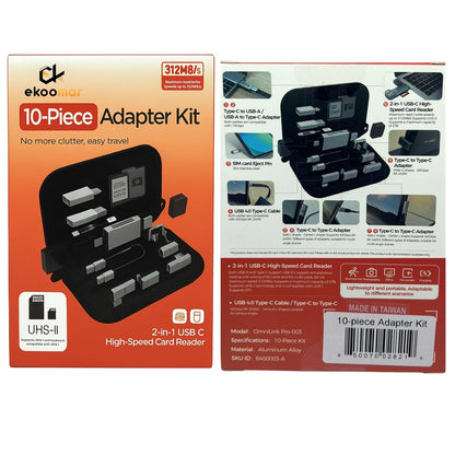 Lector de Tarjetas USB / USB-C OEM OmniLink Pro-003 Travel, 10en1, Gris