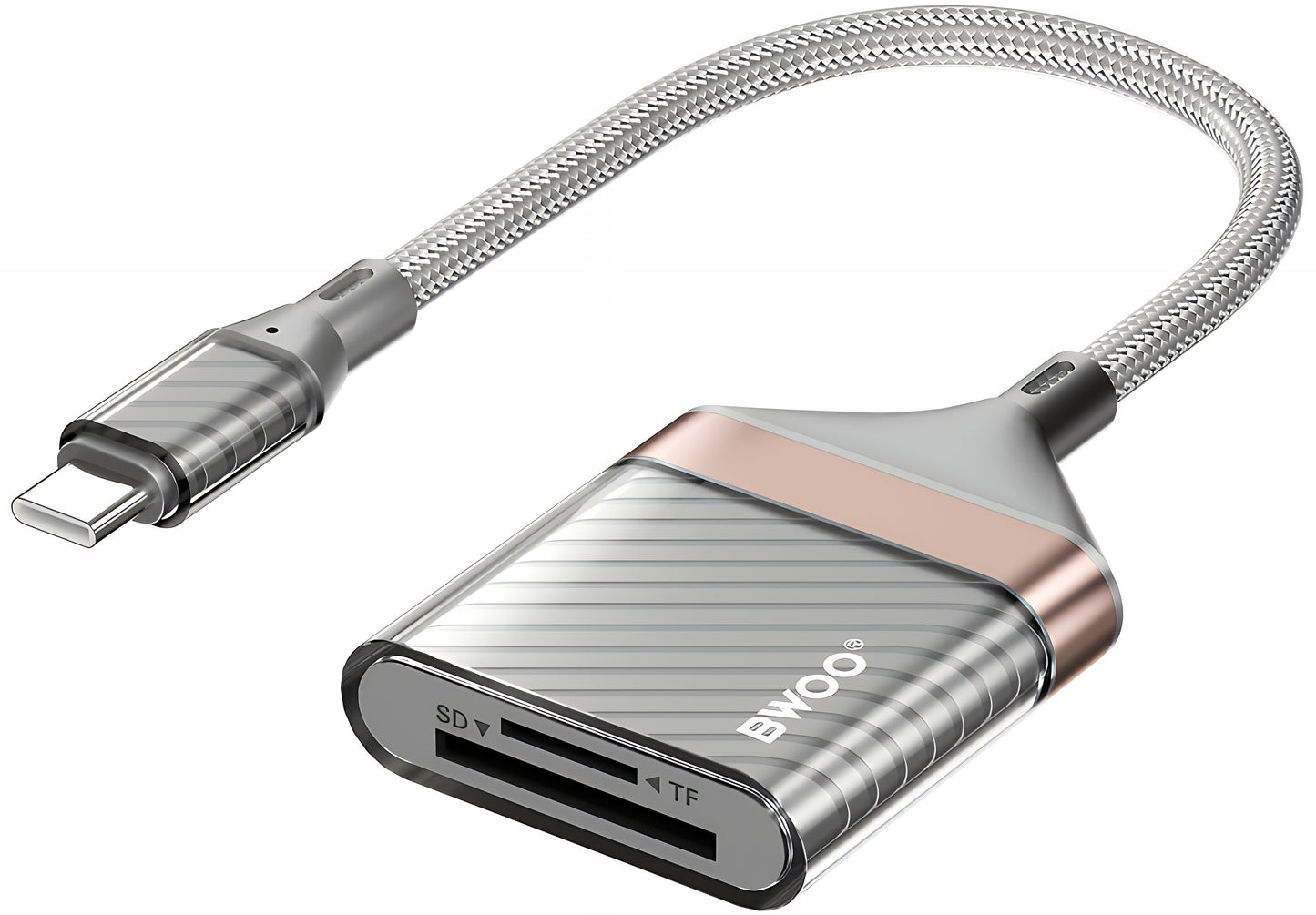 Lector de Tarjetas USB-C BWOO BZ64, SD - microSD, Gris