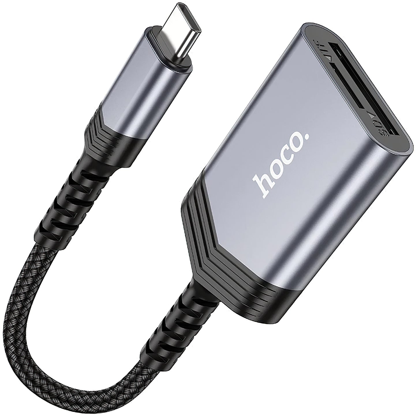 Lector de tarjetas USB-C HOCO UA25, SD - microSD, Gris 