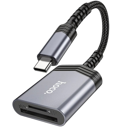 Lector de tarjetas USB-C HOCO UA25, SD - microSD, Gris 