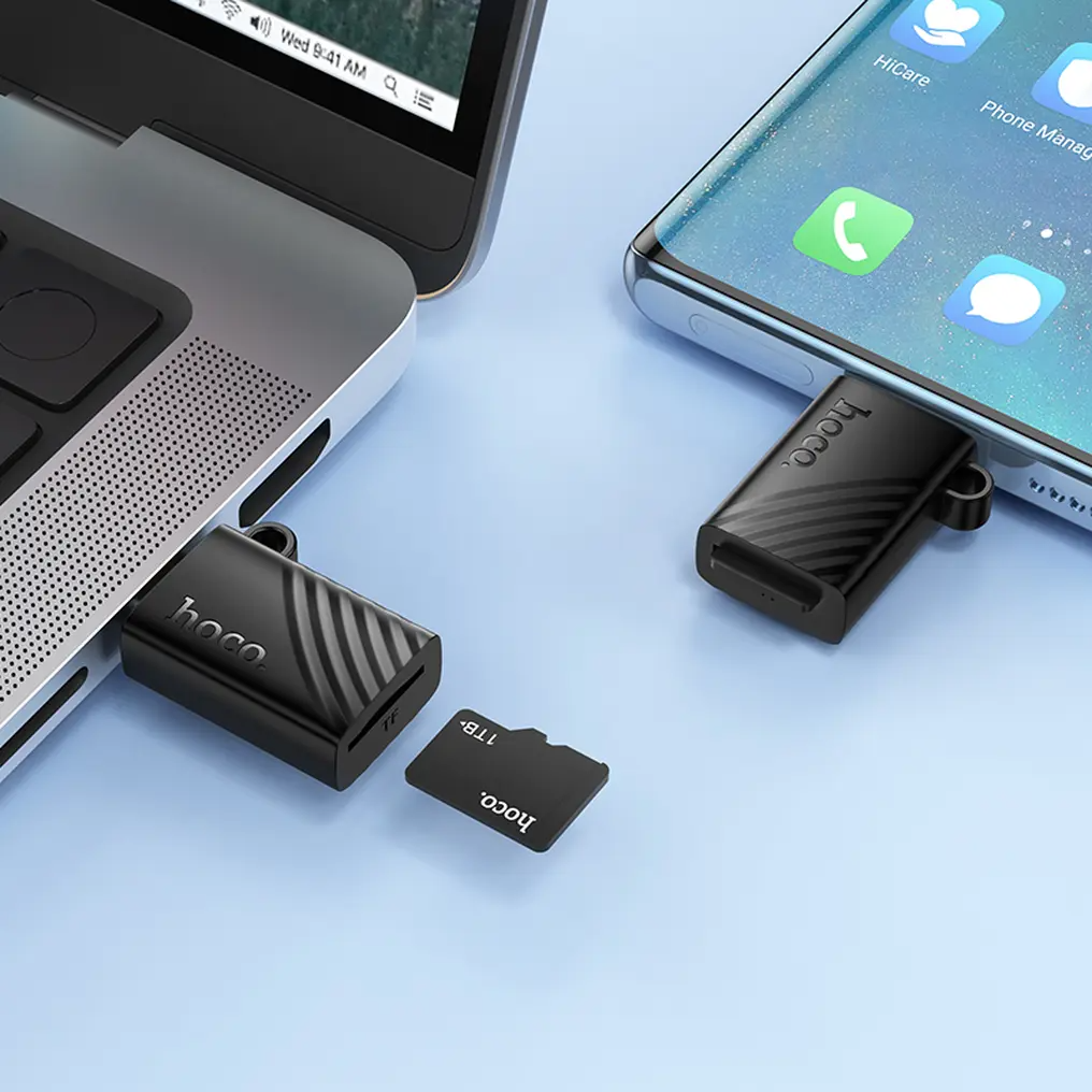 Lector de Tarjetas USB-C HOCO HB53, microSD, Negro