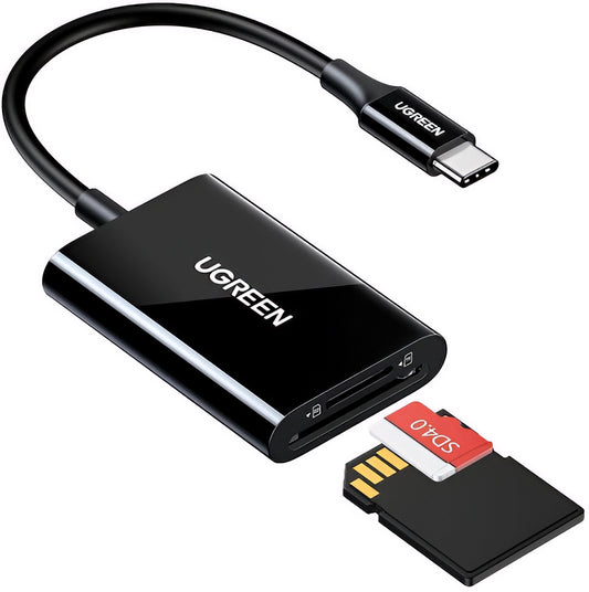 Lector de tarjetas USB-C UGREEN CM265, SD - microSD, Negro