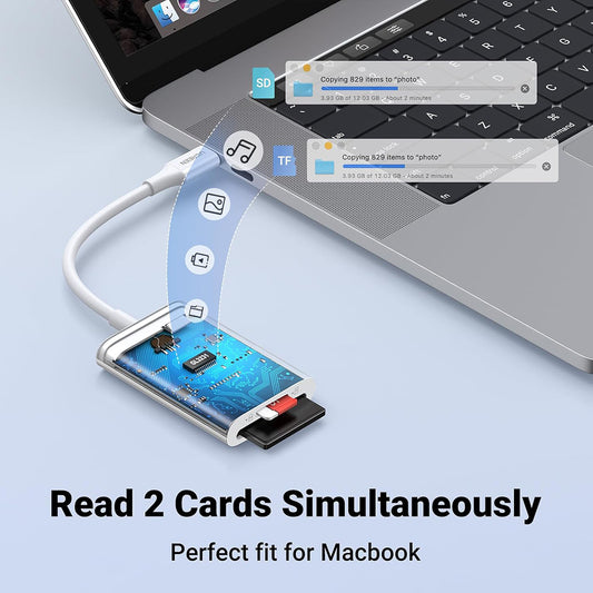 Lector de Tarjetas USB-C UGREEN CM265, SD - microSD, Blanco