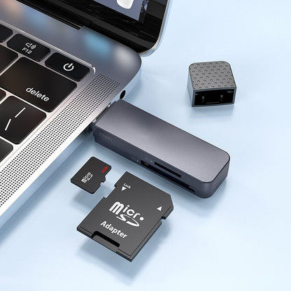 Lector de tarjetas USB HOCO HB45, SD - microSD, Gris