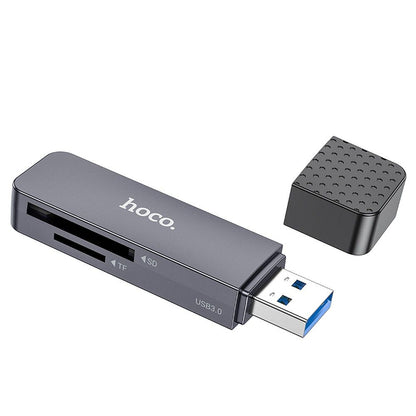 Lector de tarjetas USB HOCO HB45, SD - microSD, Gris