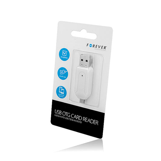 Lector de Tarjetas USB / microUSB Forever, SD - microSD, Blanco