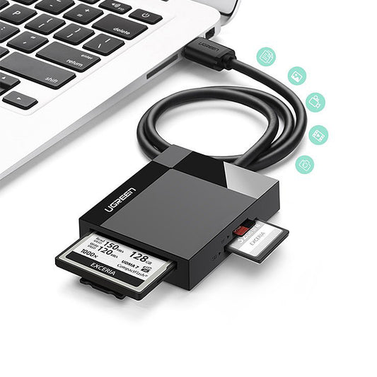 Lector de tarjetas USB 3.0 UGREEN CR125, SD - microSD - CF - MS, Negro