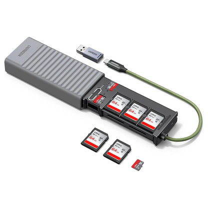 Lector de Tarjetas USB / USB-C con Organizador UGREEN CM856 (55899), 2 x SD - microSD, Gris