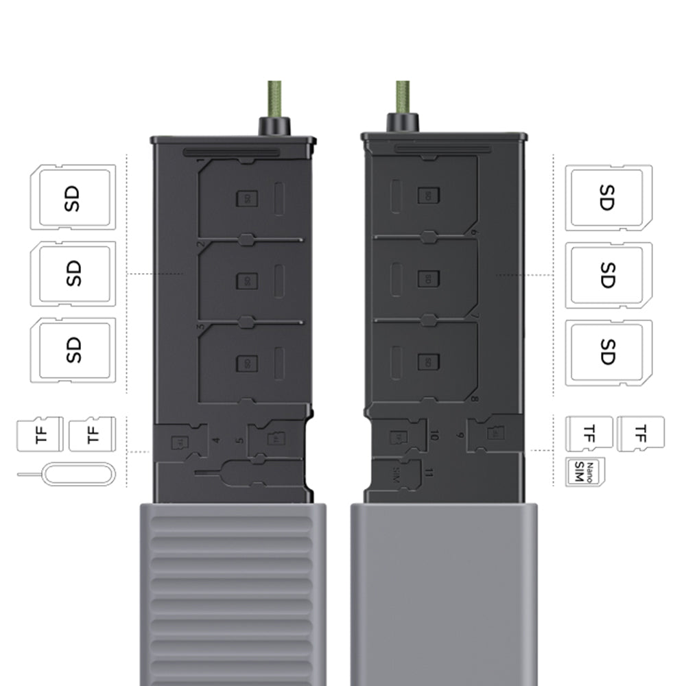 Lector de Tarjetas USB / USB-C con Organizador UGREEN CM856 (55899), 2 x SD - microSD, Gris