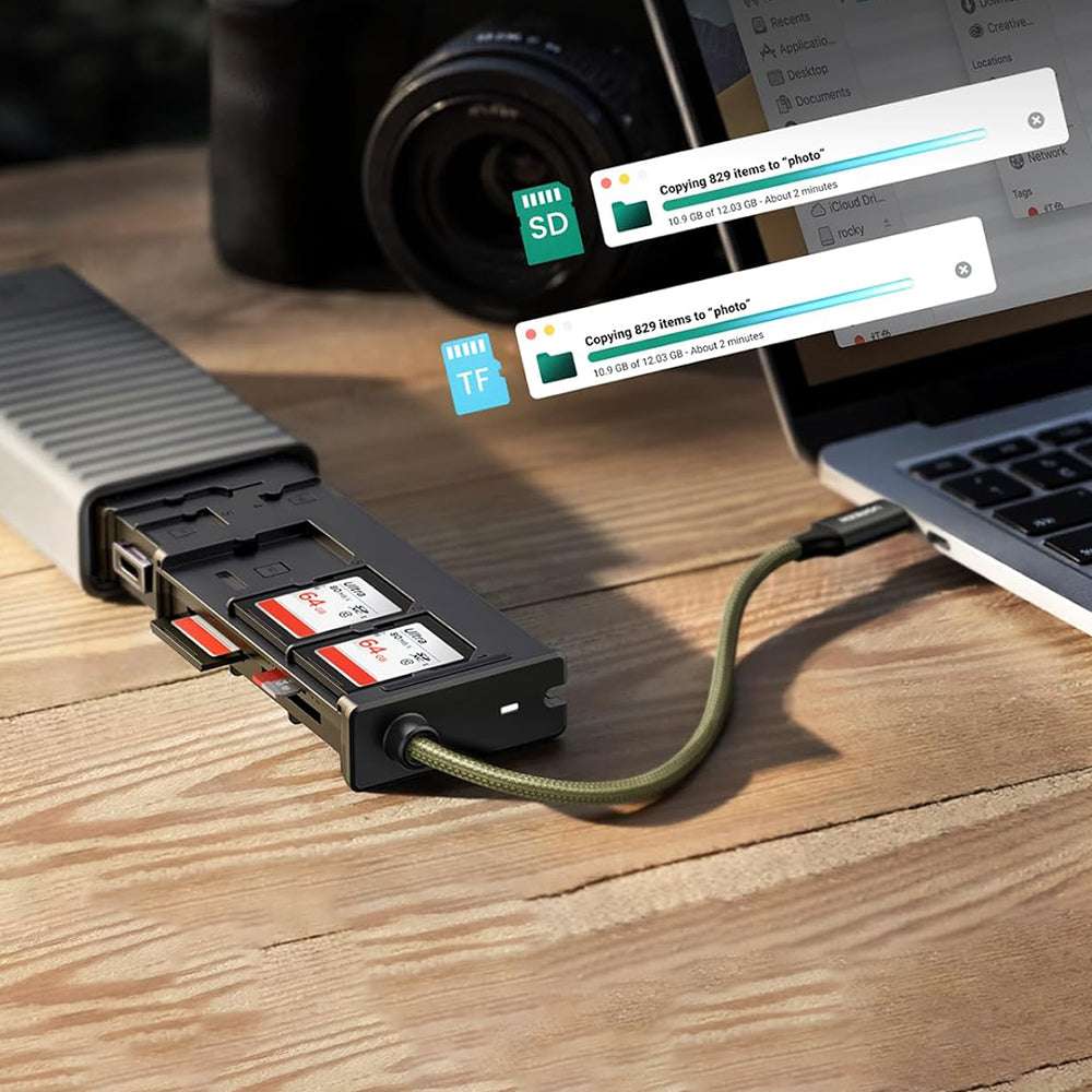 Lector de Tarjetas USB / USB-C con Organizador UGREEN CM856 (55899), 2 x SD - microSD, Gris