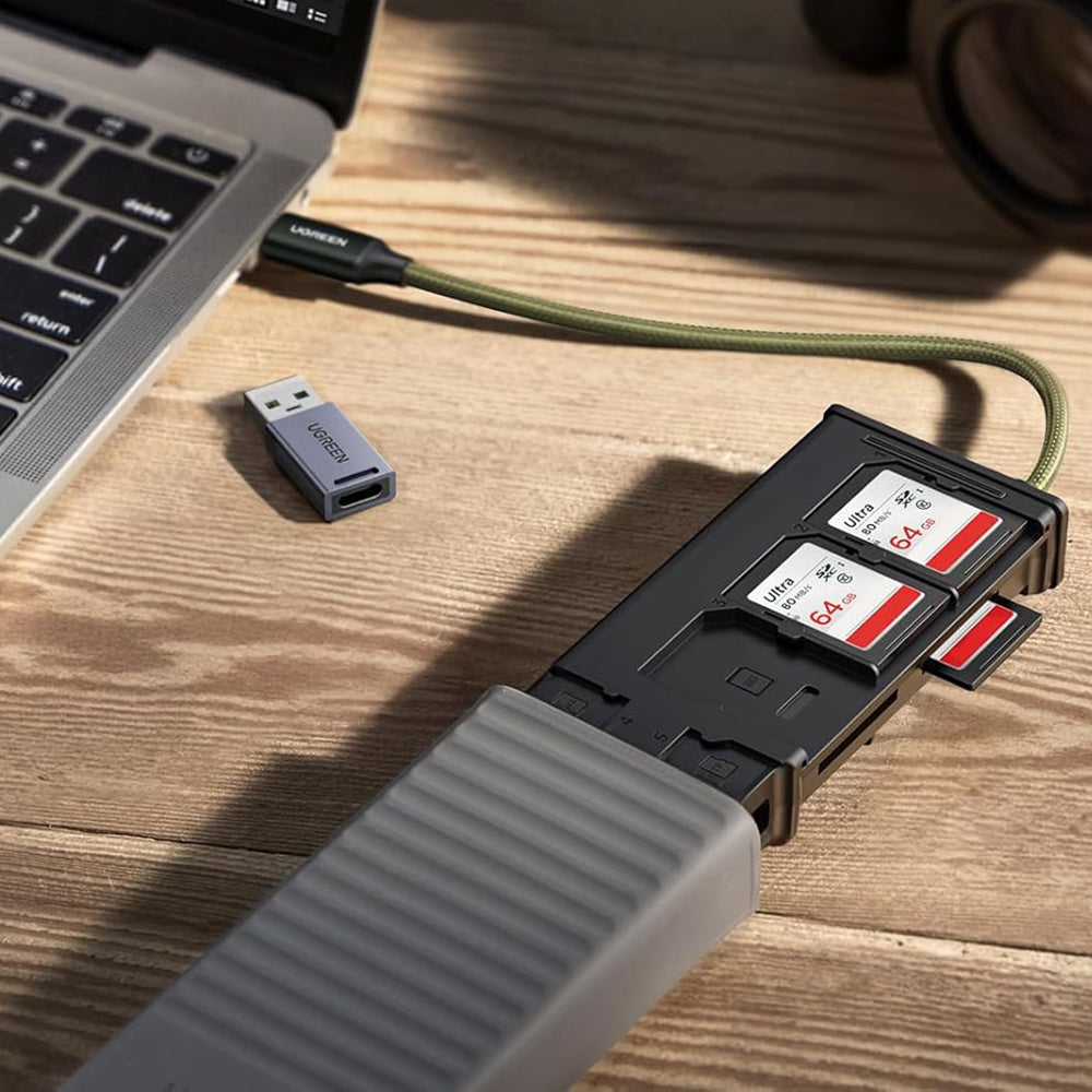 Lector de Tarjetas USB / USB-C con Organizador UGREEN CM856 (55899), 2 x SD - microSD, Gris
