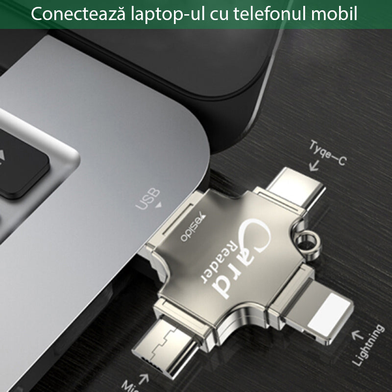 Lector de tarjetas USB / USB-C / Lightning / microUSB Yesido GS13, microSD, Plateado