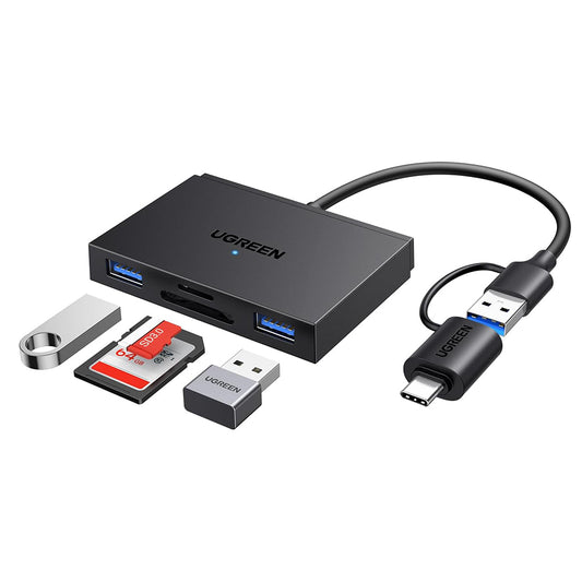 Lector de tarjetas USB / USB-C UGREEN CM812 (45167), SD - microSD - 2 x USB-A, Negro