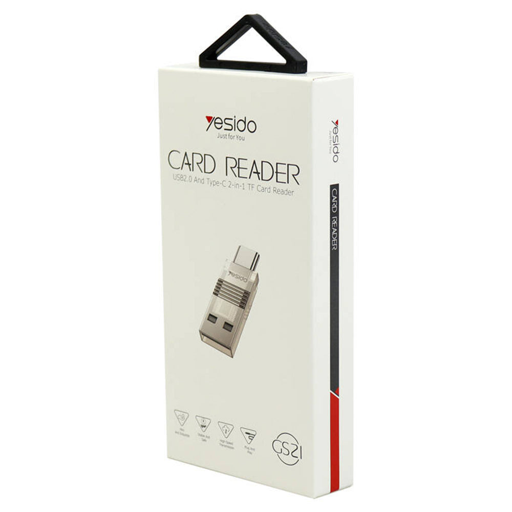 Lector de tarjetas USB / USB-C Yesido GS21, microSD, Transparente