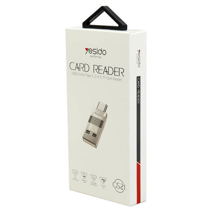 Lector de tarjetas USB / USB-C Yesido GS21, microSD, Transparente
