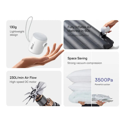 Bomba Baseus PocketGo para colchones inflables, Blanca C11157700221-00