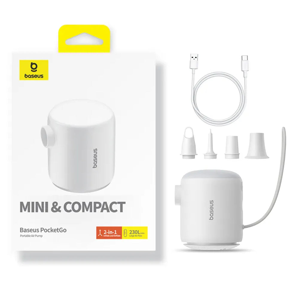 Bomba Baseus PocketGo para colchones inflables, Blanca C11157700221-00