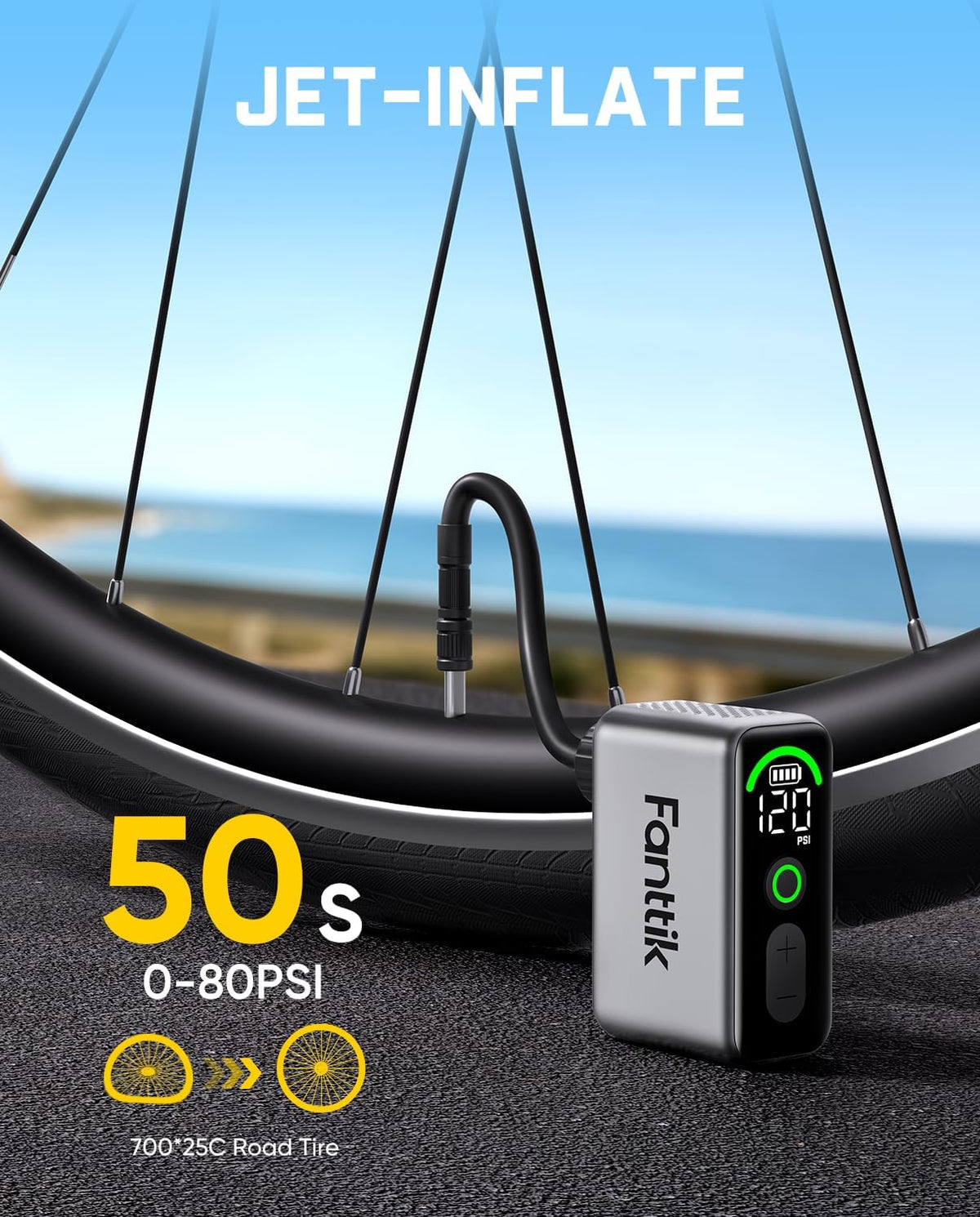 Compresor para bicicleta Fanttik X10 Ace Tiny, gris
