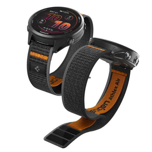 Correa Spigen Athlex Air 2 para Garmin Watch Venu / Forerunner Series, 22mm, Negra Naranja AMP11425