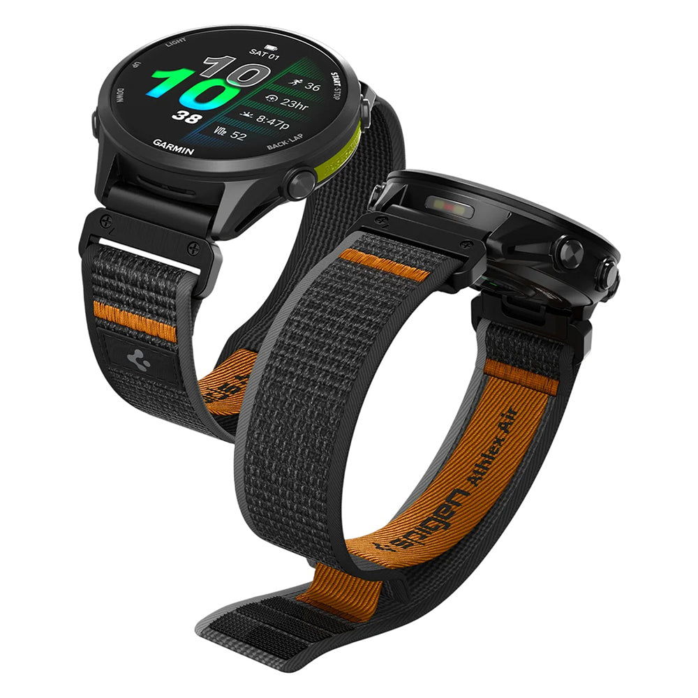 Correa Spigen Athlex Air para Garmin Watch Fenix / Forerunner / Approach Series, 22mm, Negra Naranja AMP11426