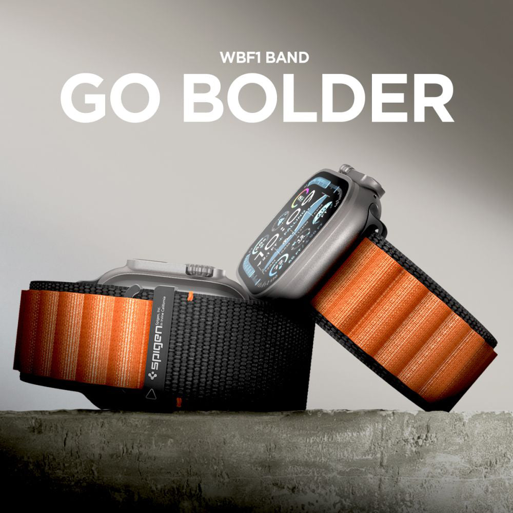 Correa Spigen WBF1 para Apple Watch 49mm / 46mm / 45mm / 44mm Series, Negra Naranja