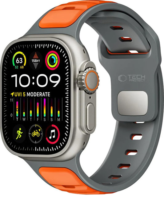 Correa Tech-Protect Iconband Line para Apple Watch 49mm / 46mm / 45mm / 44mm Series, Gris Naranja