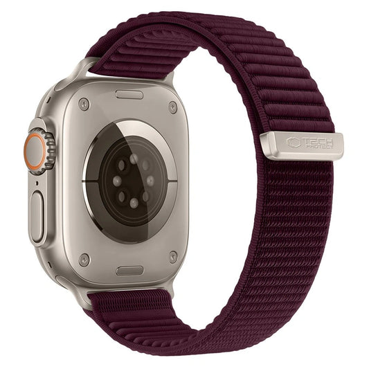 Correa Tech-Protect NylonLoop para Apple Watch Series de 49 mm / 46 mm / 45 mm / 44 mm, color burdeos
