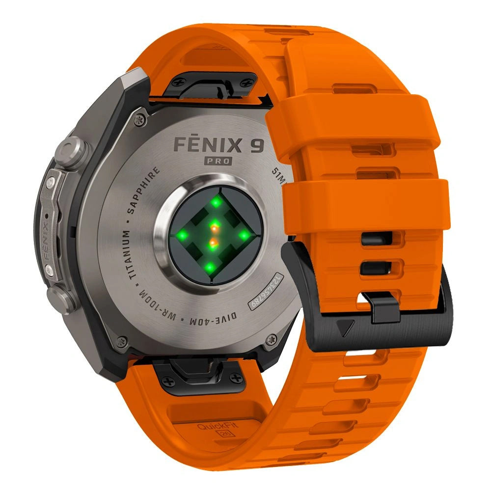 Techsuit Silicone Strap for Garmin Fenix 5 / 6 / 6 Pro / 7 / 8 / 8 Pro / E / 9 / 9 Pro, Orange