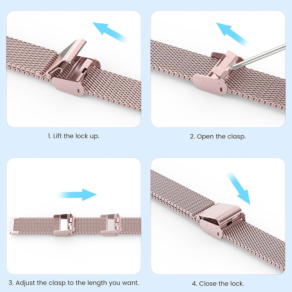 Correa Techsuit W022 para Xiaomi Smart Band 9 / 8, 15mm, Rosa Dorado