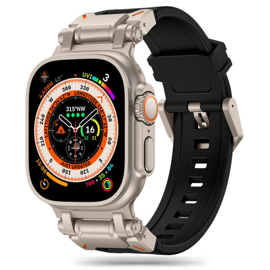 Correa Techsuit W064 para Apple Watch 49mm / 46mm / 45mm / 44mm / 42mm Series, Negra Plateada