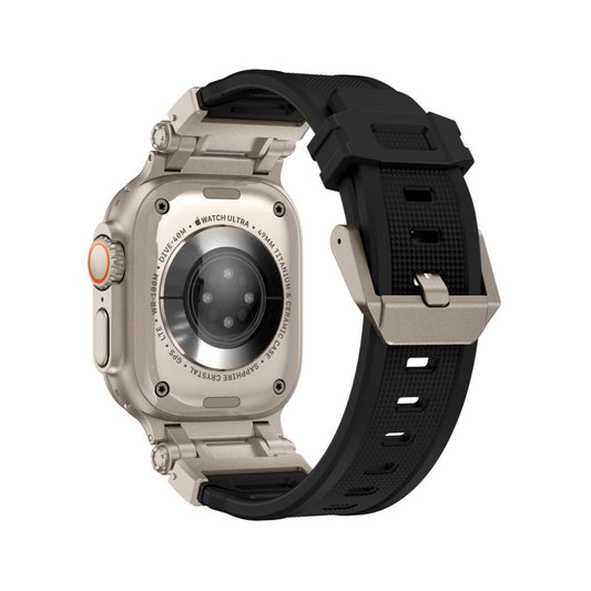 Correa Techsuit W064 para Apple Watch 49mm / 46mm / 45mm / 44mm / 42mm Series, Negra Plateada