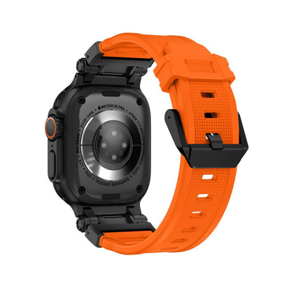 Techsuit W064 Strap for Apple Watch 49mm / 46mm / 45mm / 44mm / 42mm Series, Black Orange