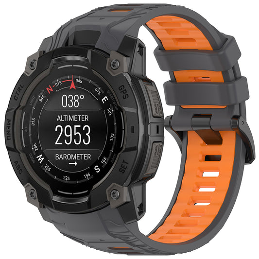 Correa Techsuit W077 para Garmin Instinct 3 45mm Solar / Instinct 3 45mm, Gris Naranja