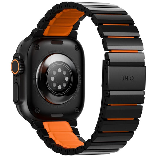 Correa UNIQ Strova Flex para Apple Watch Series 49mm / 46mm / 45mm / 44mm / 42mm, Negra Naranja