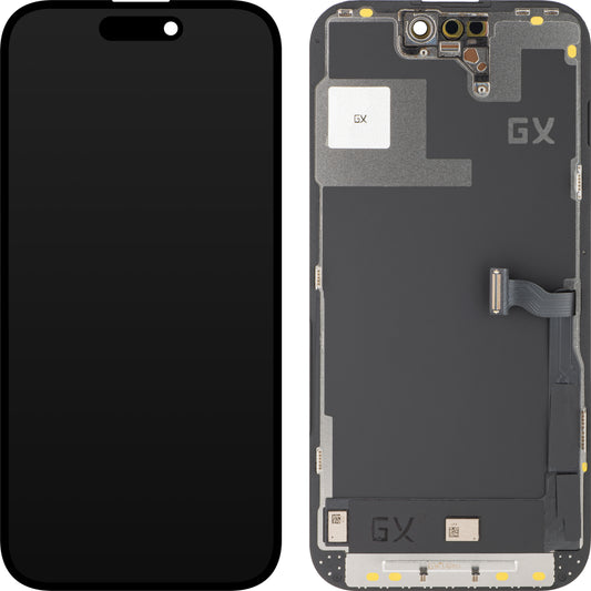 Pantalla táctil GX para Apple iPhone 14 Pro, con marco, OLED IC versión móvil, negro