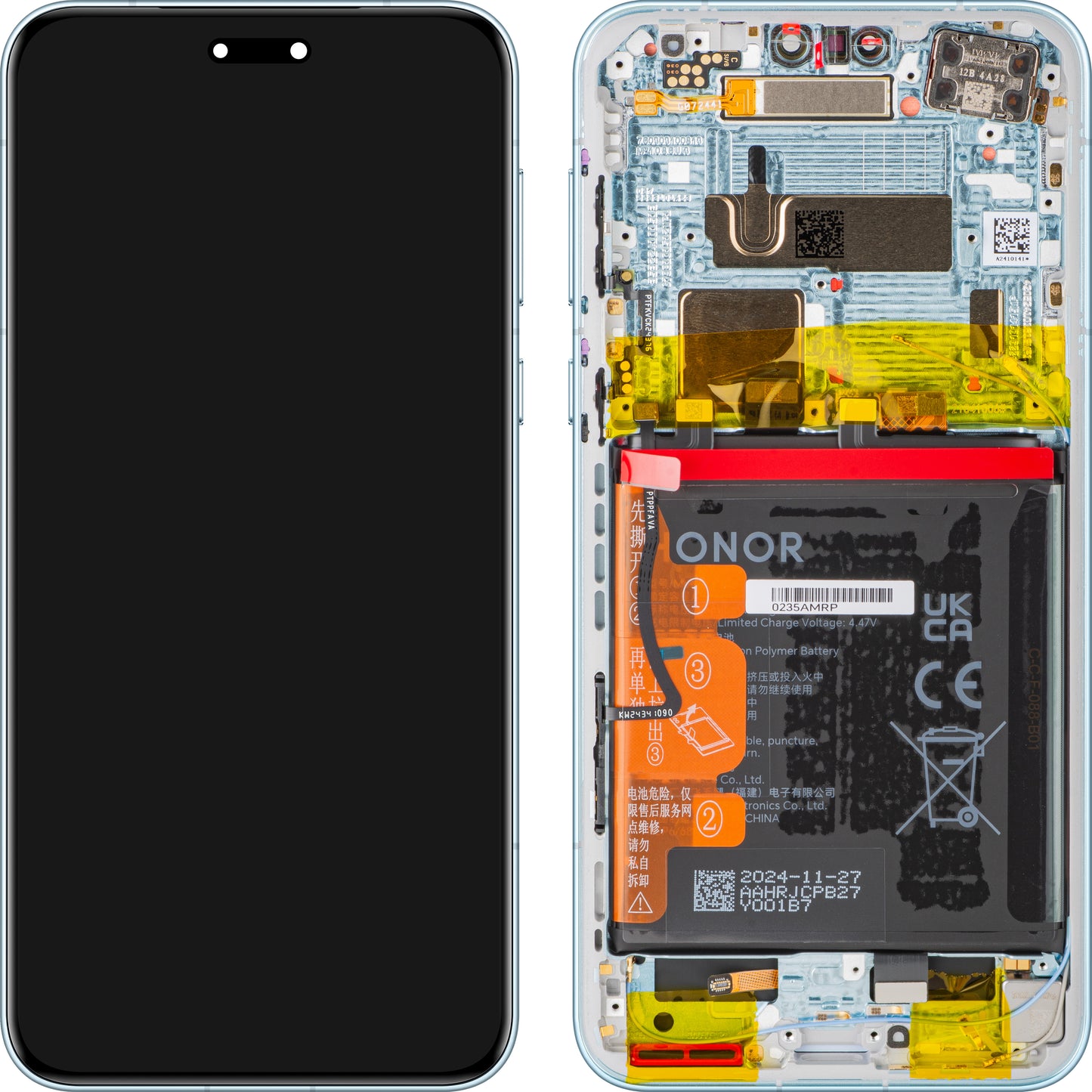 Pantalla con Touchscreen Honor Magic7 Pro, con Marco y Batería, Azul (Breeze Blue), Service Pack 0235AMRP