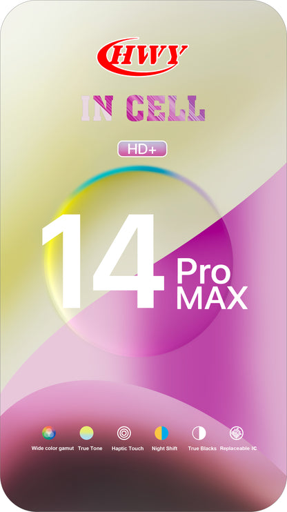 HWY Pantalla Táctil para Apple iPhone 14 Pro Max, con Marco, Versión LCD In-Cell IC Movible, Negro 