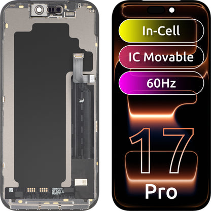 Pantalla con Touchscreen JK para Apple iPhone 17 Pro, con Marco, Versión LCD In-Cell IC Movible, Negro