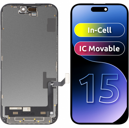 JK Pantalla Táctil para Apple iPhone 15, con Marco, Versión LCD In-Cell, Negro 