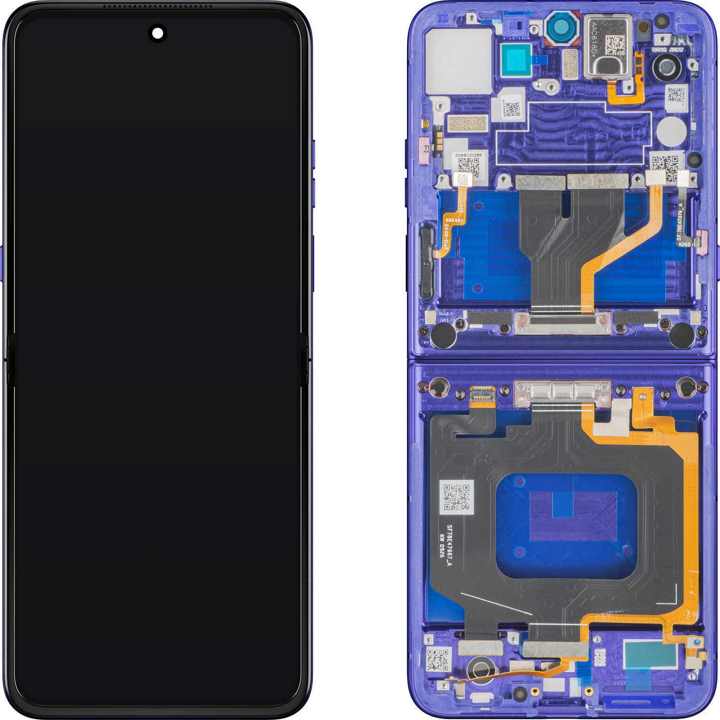 Pantalla con pantalla táctil Motorola Razr Ultra 2026 / Razr 70 Ultra, con marco, sub inner, azul (Pantone Orient Blue) Service Pack 5D68C32859