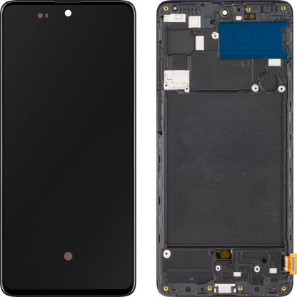 Pantalla con pantalla táctil MP compatible con Samsung Galaxy A71 A715, con marco, versión OLED, negro, swap
