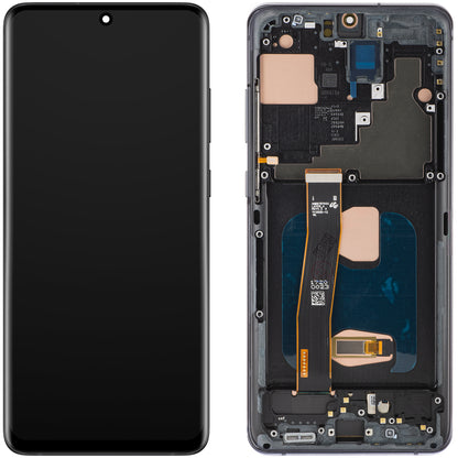 Display con Touchscreen MP compatible con Samsung Galaxy S20 Ultra G988, con Marco, Versión OLED, Negro