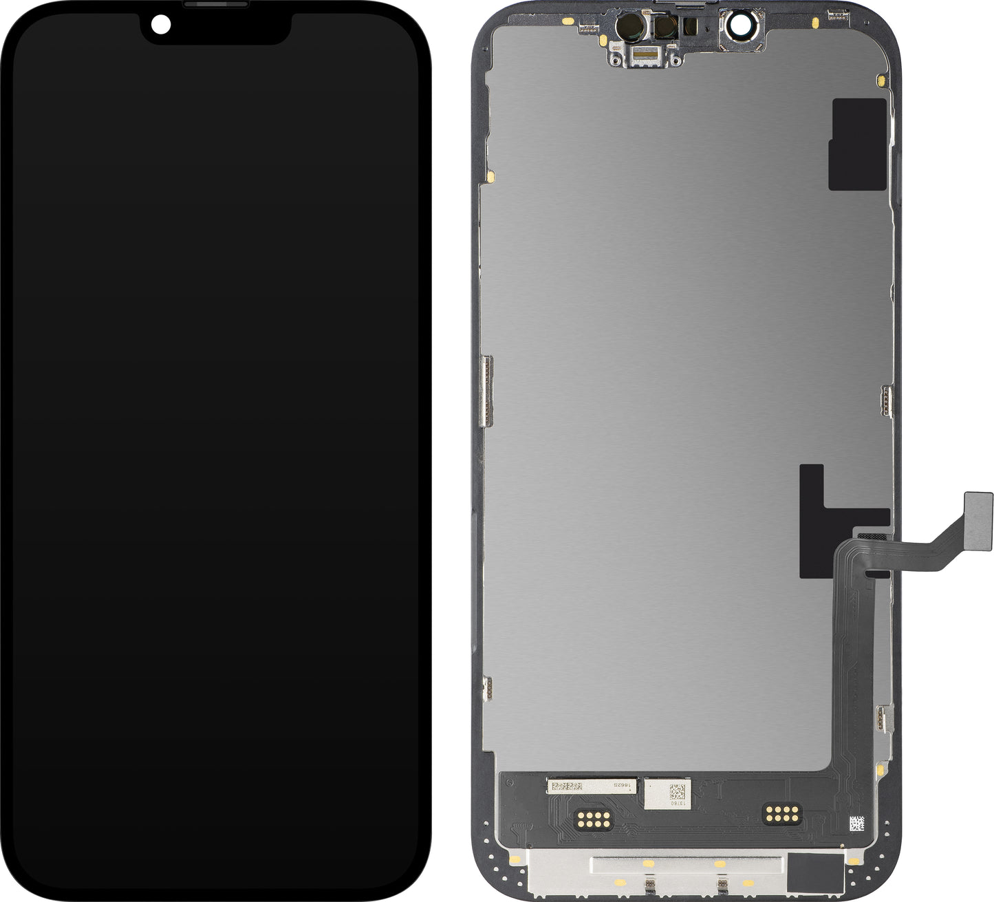 Pantalla con Touchscreen MP compatible con Apple iPhone 14 Plus, con Marco, Versión Soft OLED FHD IC Movable, Negro