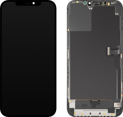 Pantalla con Touchscreen MP compatible con Apple iPhone 12 Pro Max, con Marco, Versión OLED Diagnóstico, Negro