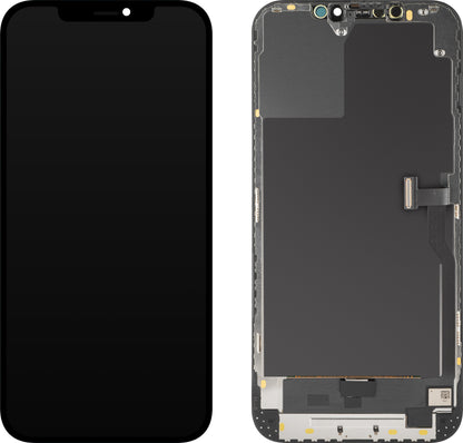 Pantalla con Touchscreen MP compatible con Apple iPhone 12 Pro Max, con Marco, Versión OLED Diagnóstico, Negro