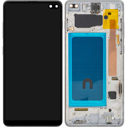 Display con Touchscreen MP compatible con Samsung Galaxy S10+ G975, con Marco, Plateado