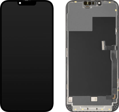 Pantalla con Touchscreen MP compatible con Apple iPhone 13 Pro Max, con Marco, Versión OLED FHD Diagnóstico, Negro