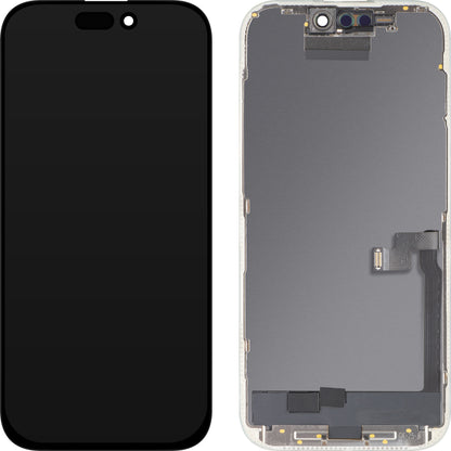 Pantalla con Touchscreen MP compatible con Apple iPhone 16 Pro, con Marco, Versión OLED FHD Diagnóstico, Negro