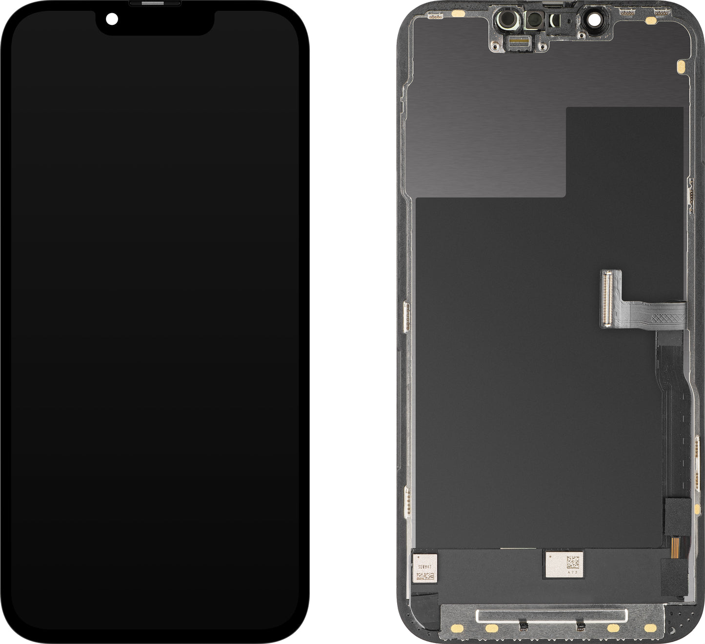 Pantalla con Touchscreen MP compatible con Apple iPhone 13 Pro, con Marco, Versión OLED FHD Diagnóstico, Negro