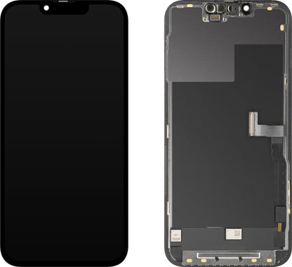 Pantalla con Touchscreen MP compatible con Apple iPhone 13 Pro, con Marco, Versión OLED FHD Diagnóstico, Negro